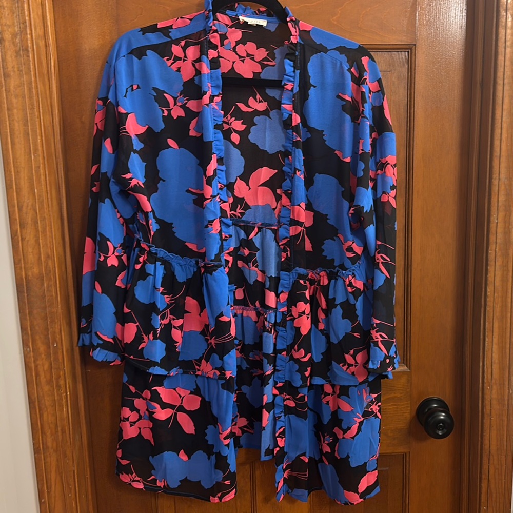 JODIFL Blue and Pink Floral Jacket